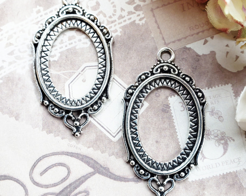 3個 カメオ台 枠 台座 空枠 楕円 オーバル トレイ セッティング レジン