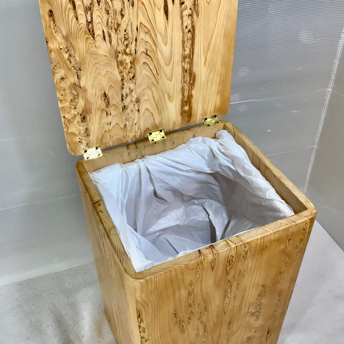 天然木 珍杢 蝶番蓋付き ゴミ箱 一点物 手造り その他インテリア雑貨