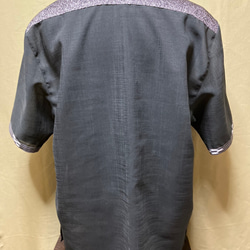 かりゆしウェア　メンズ   黒ミンサー矢絣柄　 3L （沖縄、琉球、紅型柄、アロハ）No.152 3枚目の画像