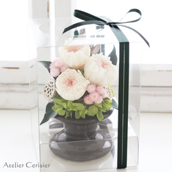 【特割】輪菊の仏花＜ツヅミ 白桃色＞Sサイズ プリザーブドフラワー【お供え花】 6枚目の画像