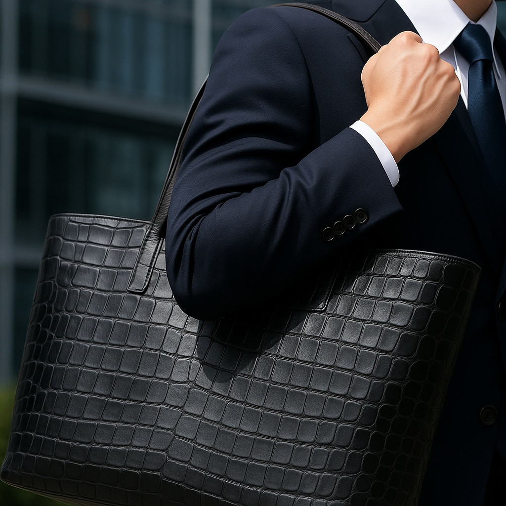 クロコダイル トートバッグ 高級 大容量 A4収納可 バッグ 本革 一点物 限定 職人手作り