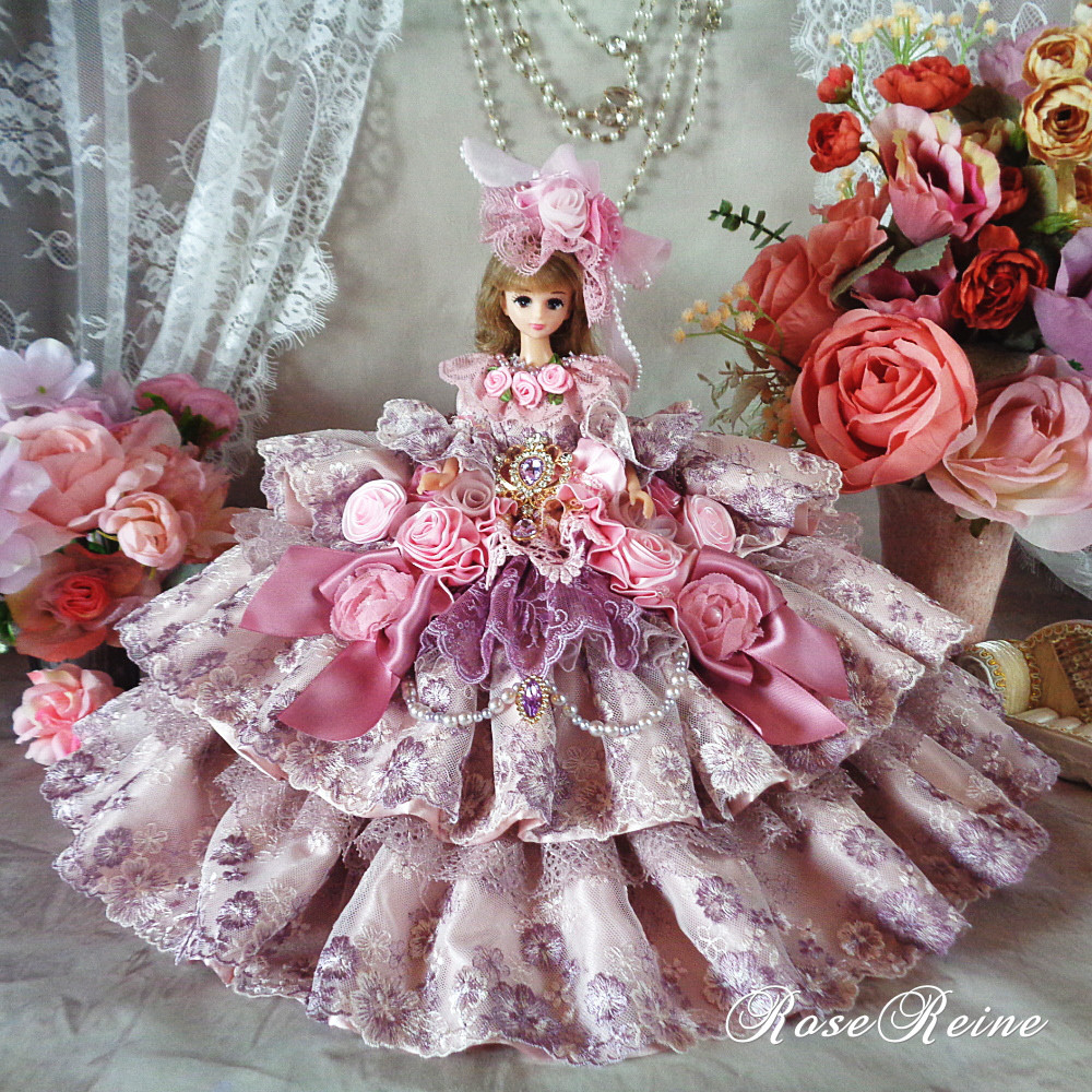 K様ご予約品 アンネローゼ王妃 パープルグラデーションボリュームフリルドレス