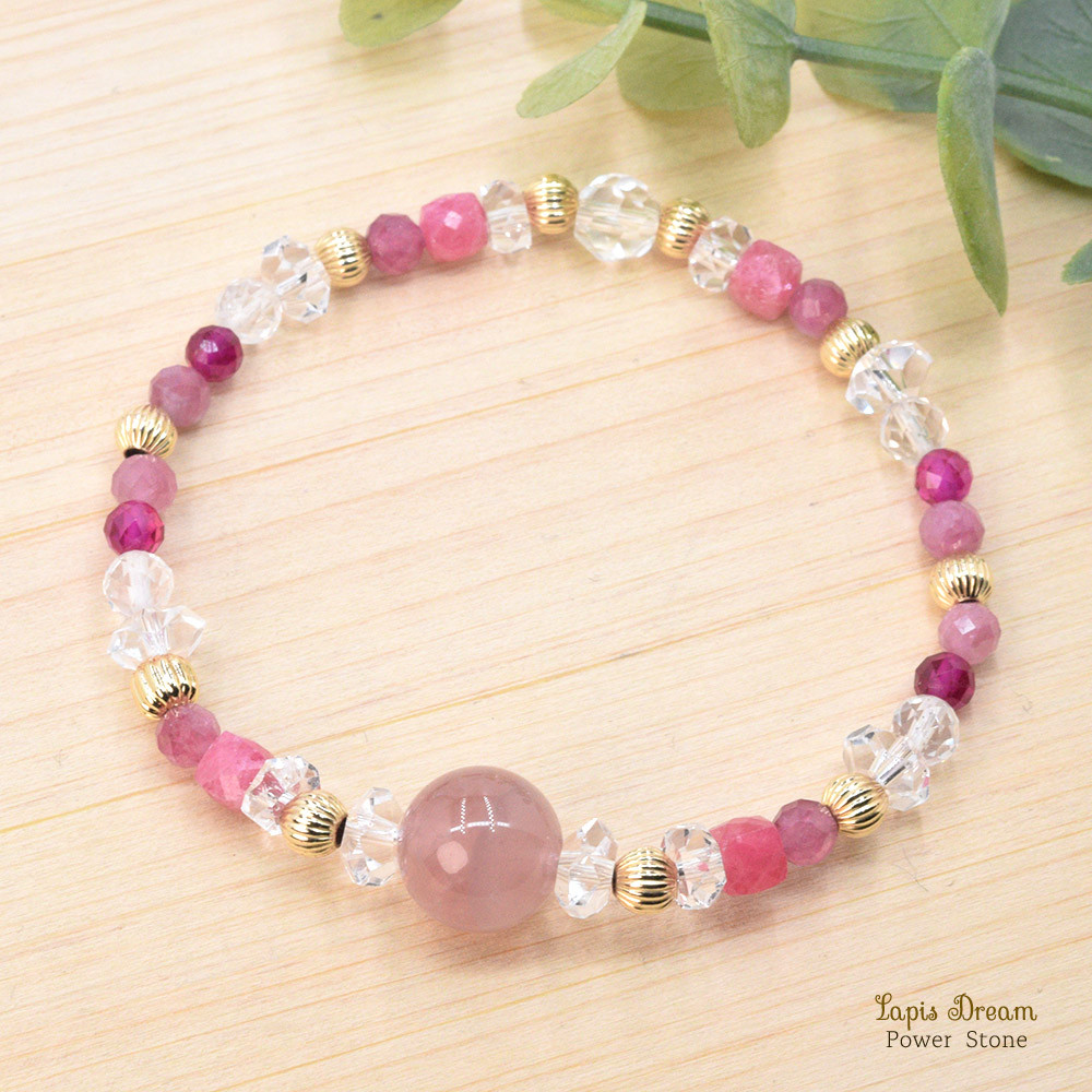パートナーとの関係が円満になるお守り | ディープローズクォーツの天然石パワー.ストーン ブレスレット