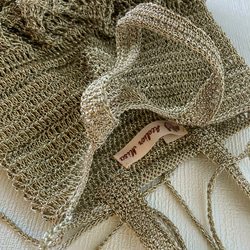 キラキララメ糸「あたかも」で編んだチュチュバッグ　＊受注製作＊　パーティーバッグ ミニバッグ 5枚目の画像