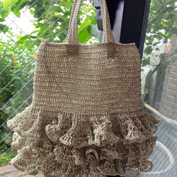 キラキララメ糸「あたかも」で編んだチュチュバッグ　＊受注製作＊　パーティーバッグ ミニバッグ 2枚目の画像