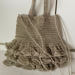 キラキララメ糸「あたかも」で編んだチュチュバッグ　＊受注製作＊　パーティーバッグ ミニバッグ 6枚目の画像