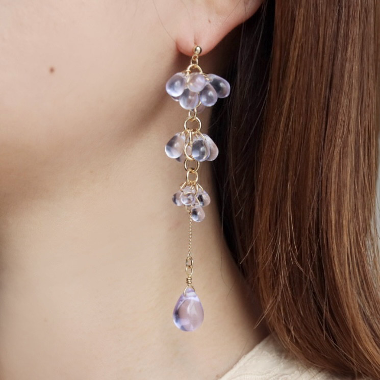 938】大振りなピアス／イヤリング／押し花 【公式通販】