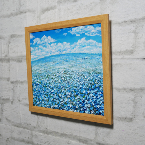 油絵 油彩 油彩画 絵画 絵【くじゅう連山と青い花】 油絵 油彩 油彩画 絵画 絵【くじゅう連山と青い花】