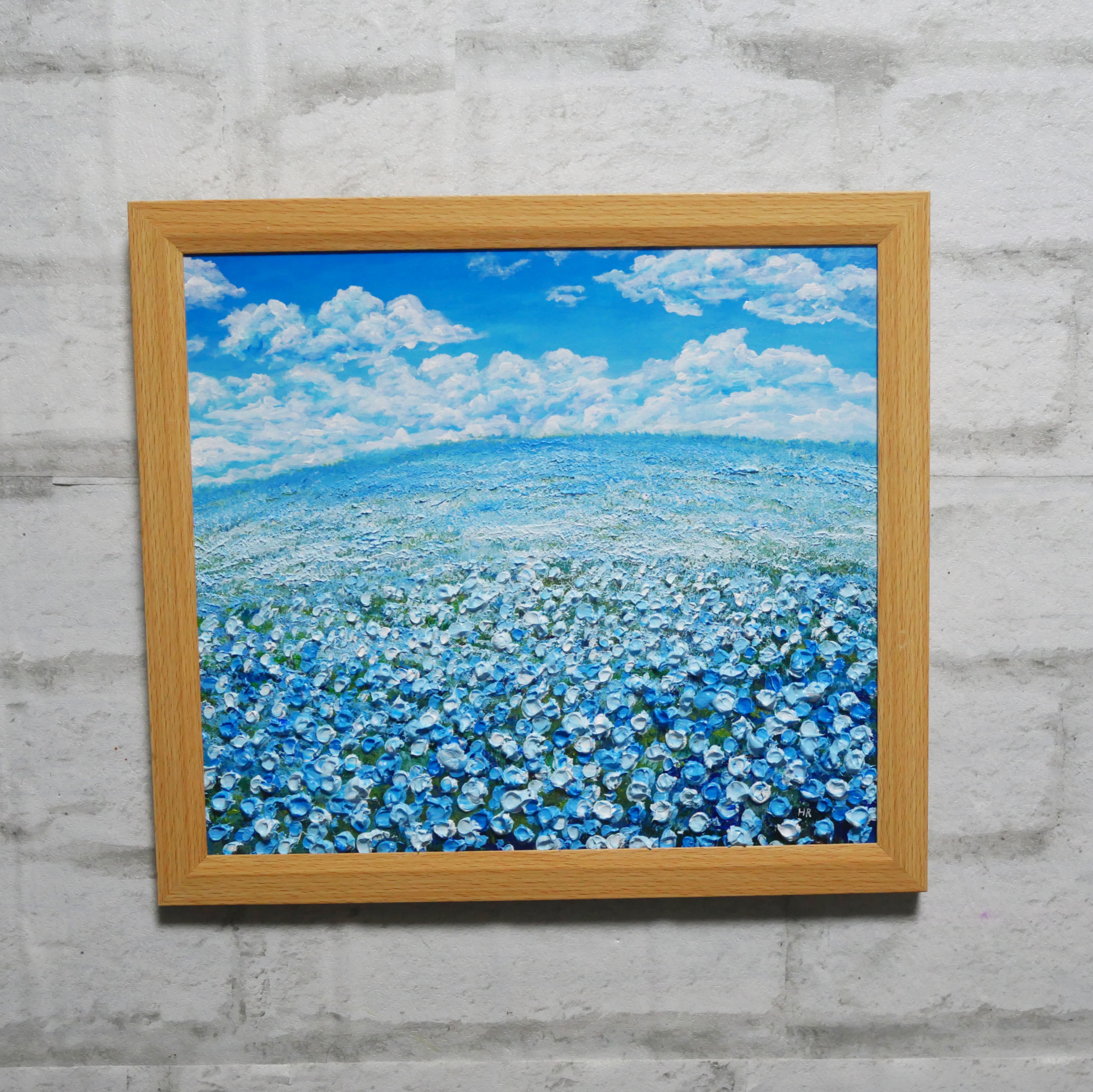 油絵 油彩 油彩画 絵画 絵【青空の丘】 油絵 油彩 油彩画 絵 絵画 【青空のネモフィラの丘】 絵画 HR
