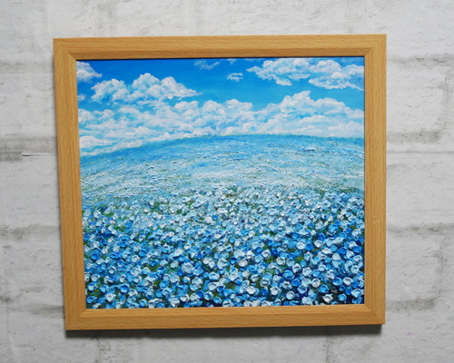 油絵 油彩 油彩画 絵 絵画【空と雲の青い丘】 絵画 HR 通販