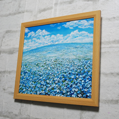 油絵 油彩 油彩画 絵 絵画【空と雲の青い丘】 絵画 HR 通販