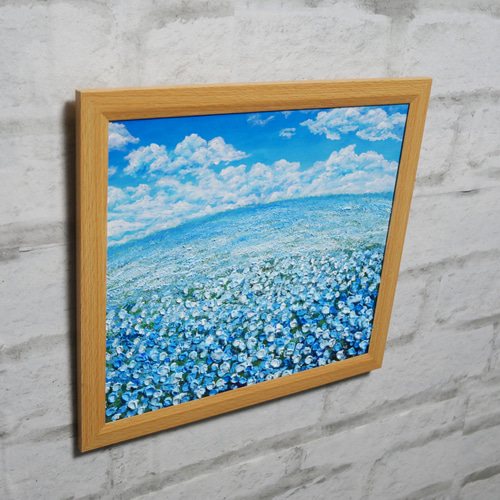 油絵 油彩 油彩画 絵 絵画【空と雲の青い丘】 絵画 HR 通販