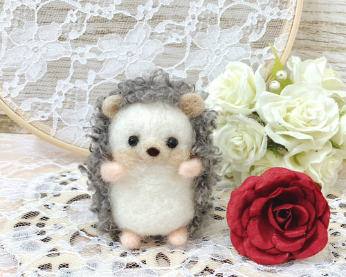 羊毛フェルト　ハリネズミ　ウェルカムドール 羊毛フェルト ハリネズミちゃん。 羊毛フェルト hiromisaku 通販