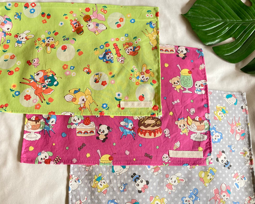 A4ランチョンマット3枚セット☆昭和レトロアニマル動物B☆入園入学