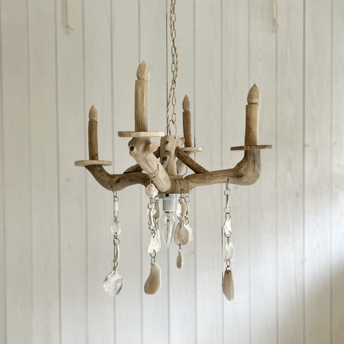 流木と貝殻のシャンデリア シーリングライト・ペンダントライト Beach