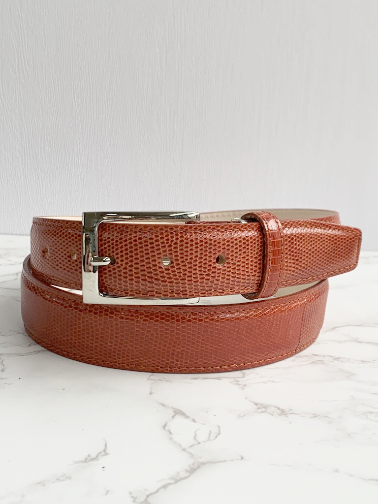 日本製　リザード　３３㎜巾　上質　Lサイズ　ベルト　トカゲ革　エキゾチックレザー