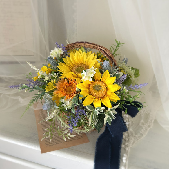 専用 向日葵アレンジ紫陽花プリムラ クレイフラワー 専用 向日葵