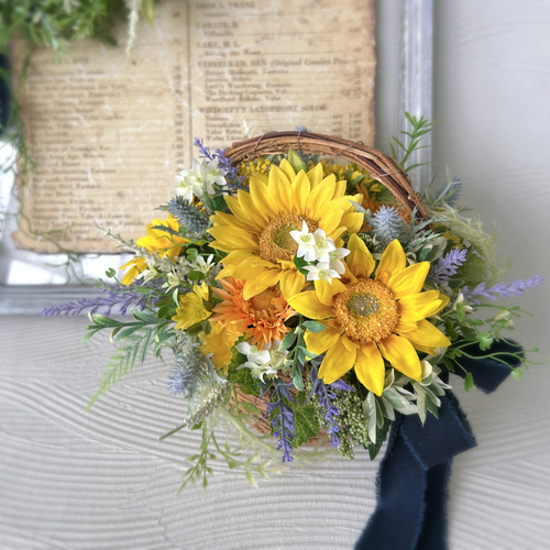 敬老の日 花のかたちの入浴剤 ひまわりボックスアレンジ カラー
