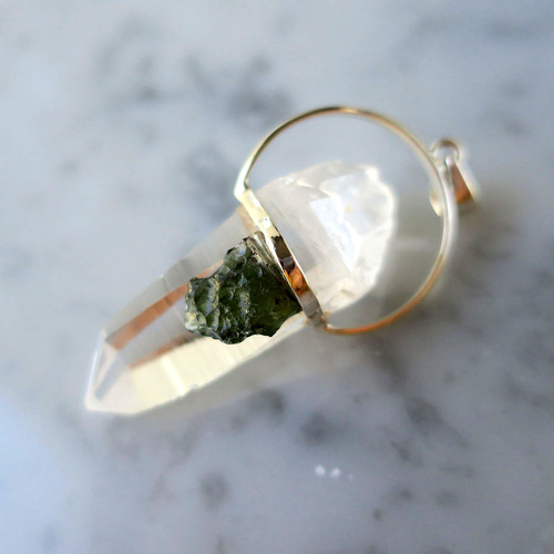 モルダバイト&ハーキマ水晶　ペンダント 256def88bf2af1e0eff0ef4503c1d4