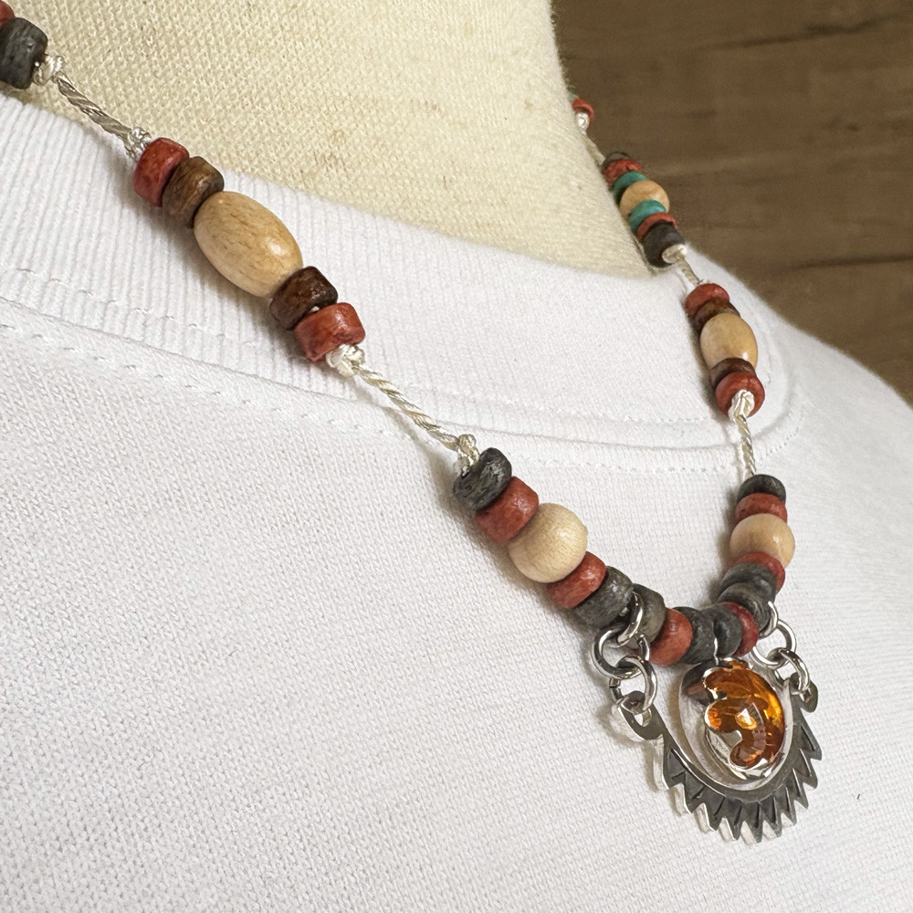 希少アフリカン・アンティーク・ビーズ・琥珀・ネックレス ★ハンドメイド