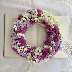 スモークツリー バラ HBスターチスのくすみリース ドライフラワー