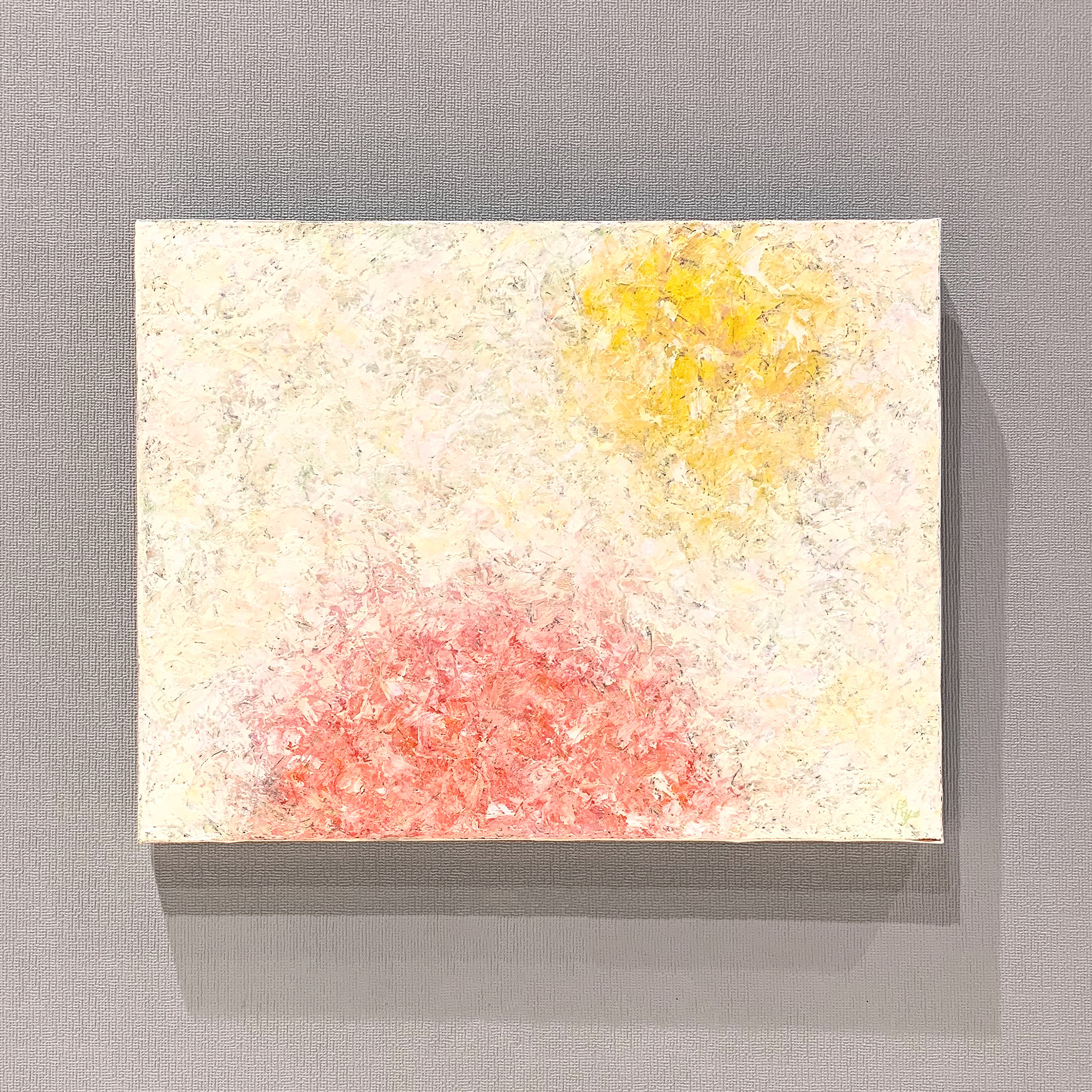 絵画 820 油絵/抽象画風/自然のパターン/樹皮/S10号 原画 油絵 花と爪痕 抽象画 F10号 ホワイト×ダークグリーン