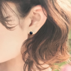 822【モリオン】天然石一粒ピアス＊8mm 4枚目の画像