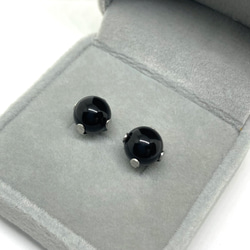822【モリオン】天然石一粒ピアス＊8mm 3枚目の画像