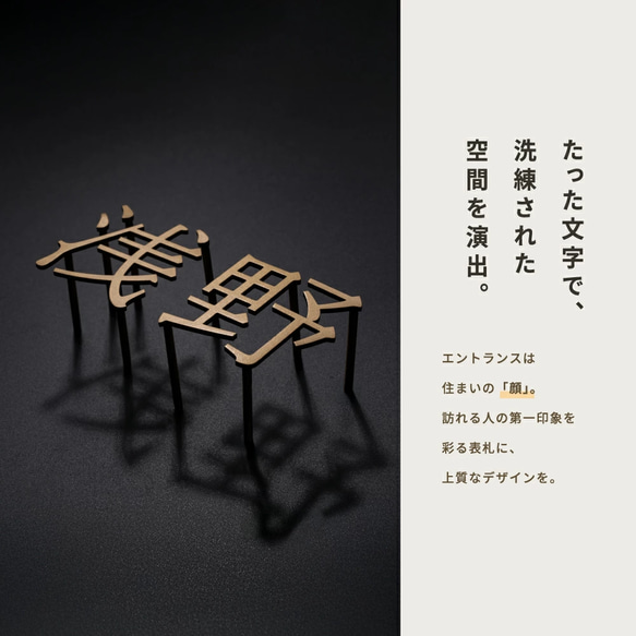 表札 ステンレス 切り文字 おしゃれ 一文字の金額 H50mm 戸建て表札 番地 k015 2枚目の画像