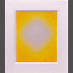 新絵具U35使用●厚塗り『黄色い花』●がんどうあつし肉筆絵画F6UVアクリル額付 新絵具U35使用○厚塗り『黄色い花』○がんどうあつし肉筆絵画