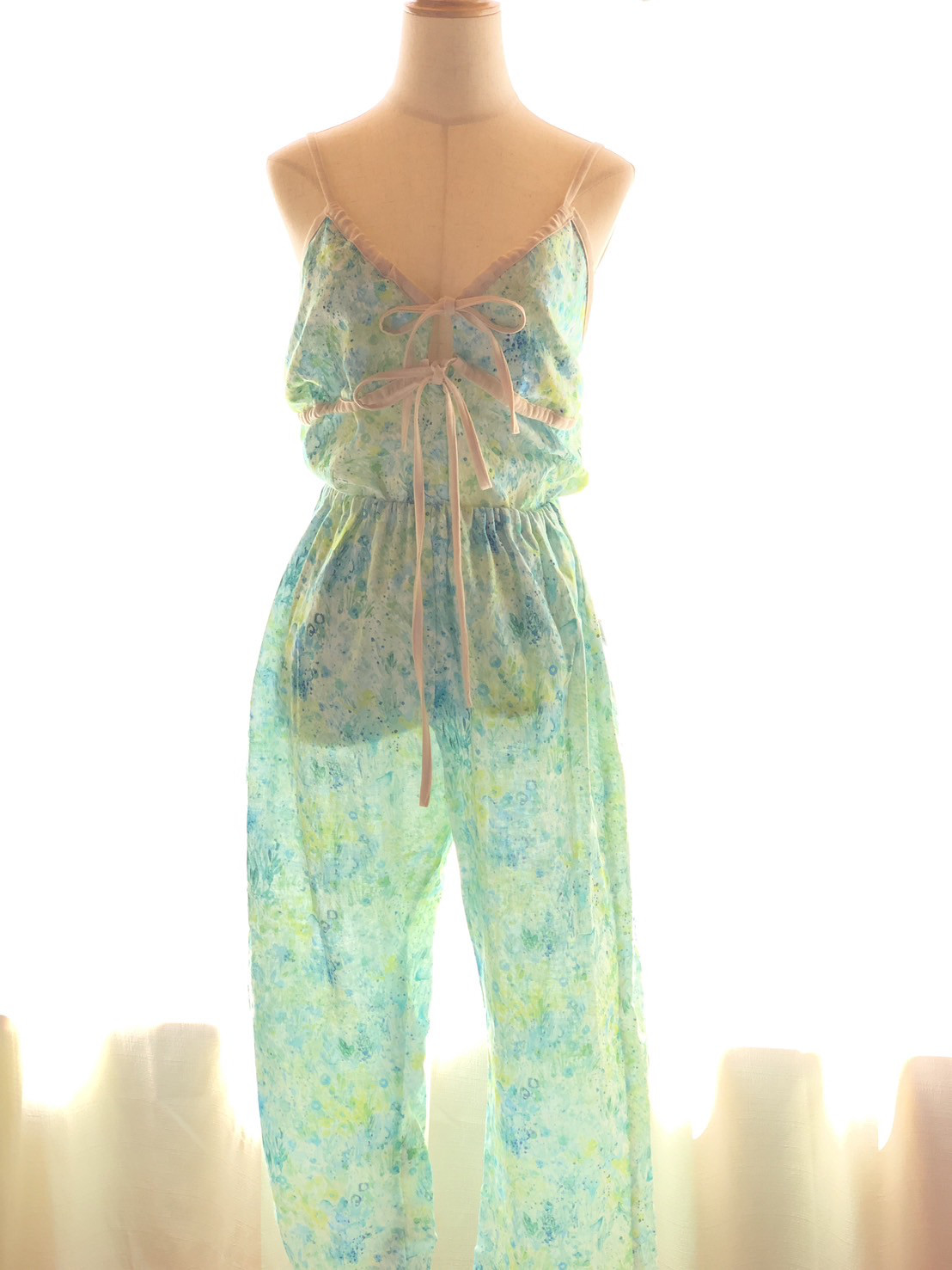 《好評再販》– 綿100％パジャマパンツ –【ふわふわで空気を纏う】草木染め ハーブ染め まるで水彩画