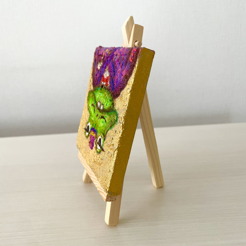 原画】【送料無料】小さい絵 アクリル絵の具 キャンバス かえる