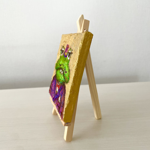 原画】【送料無料】小さい絵 アクリル絵の具 キャンバス かえる 原画】【送料無料】小さい絵 アクリル絵の具 キャンバス かえる