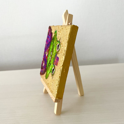 原画】【送料無料】小さい絵 アクリル絵の具 キャンバス かえる