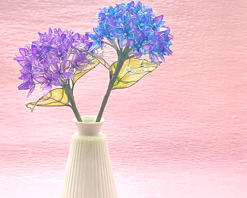 ネム　アメリカンフラワー花瓶付き紫陽花 1eeafdee776641363bf573b08eb0f2