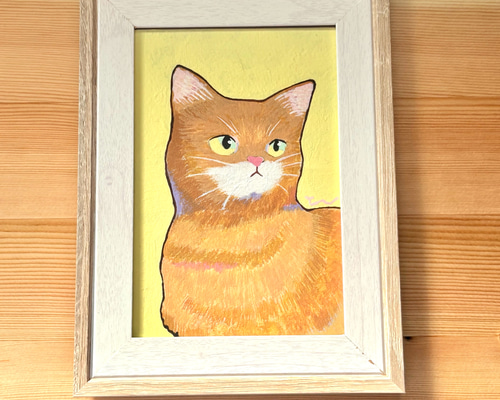 【半額セール】動物画 原画 絵 手描き 癒し 猫 くまさん 一点物 額縁付 No. 44ねこ爺のイラスト(額縁付き) 絵画 Nakamurart 通販 19252065