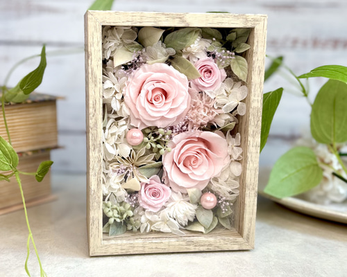 プリザーブドフラワー ボックスアレンジメント パステルピンク