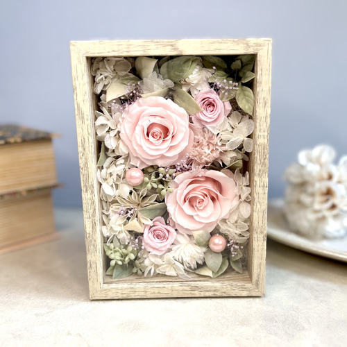 プリザーブドフラワー ボックスアレンジメント パステルピンク