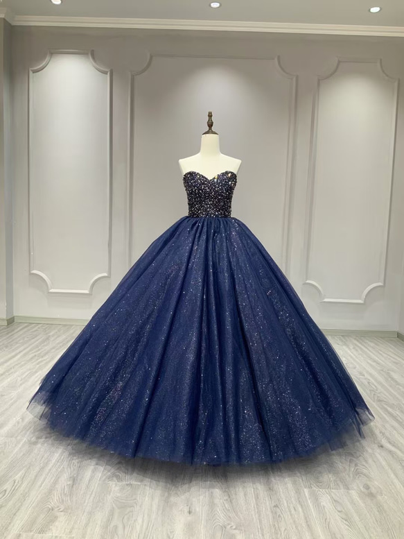 買わないと損 ネイビー紺 キラキラグッリター ラメ入り チュール 袖