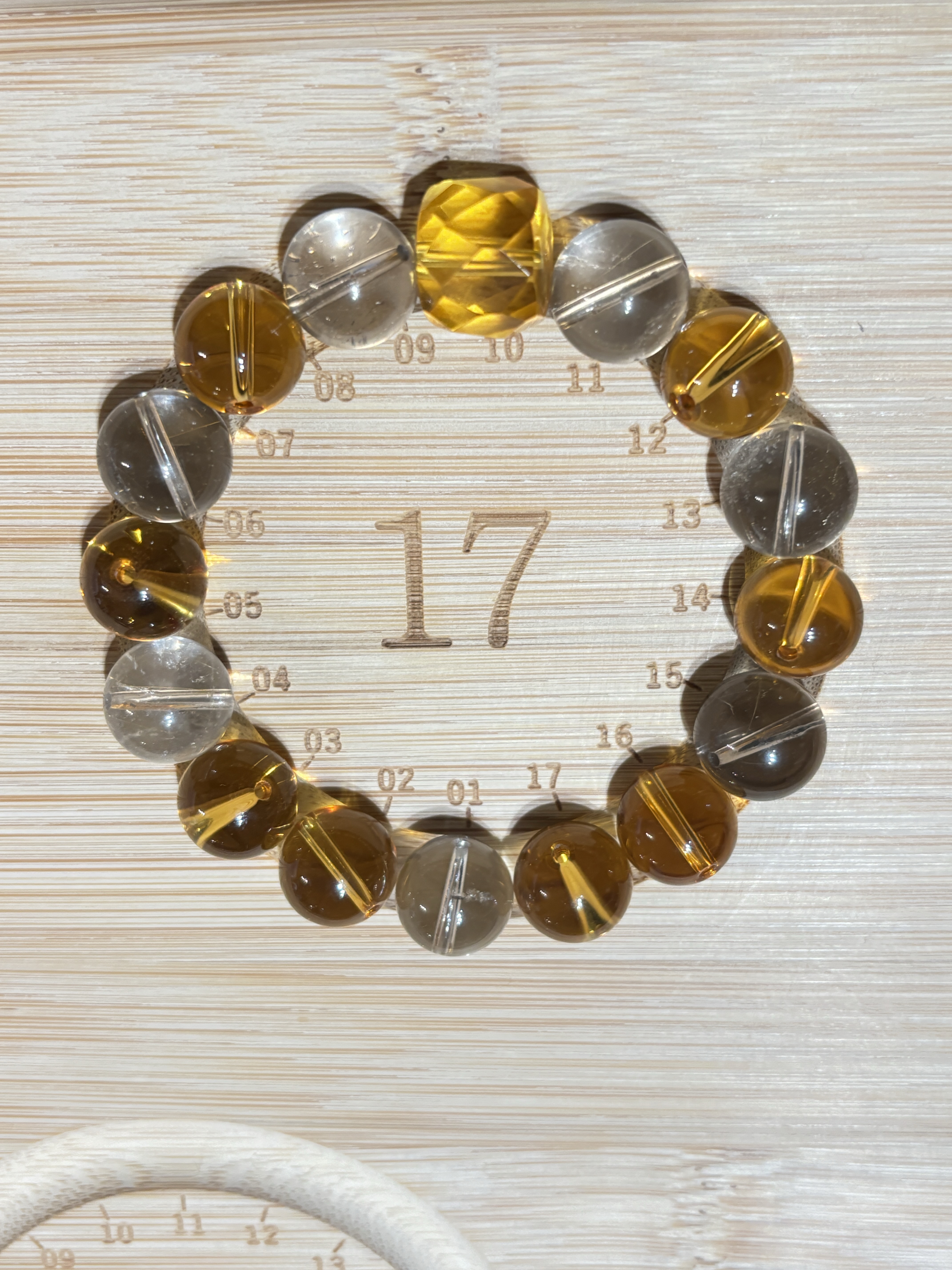 【一点物】シトリン×クリアクォーツ ブレスレット｜成功・浄化｜天然石 16cm