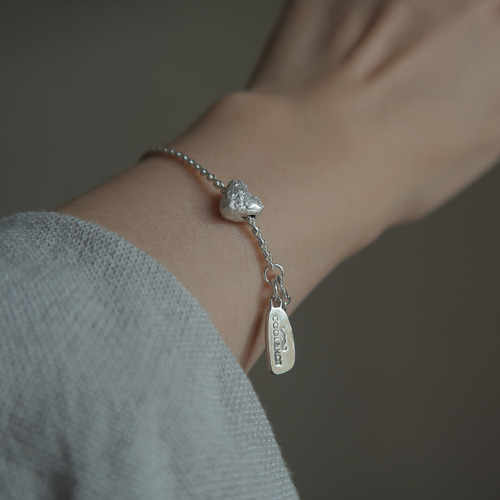 ラリマーハートブレス ♥ハイクオリティのハート型ラリマーのシルバーチェーンブレスレット