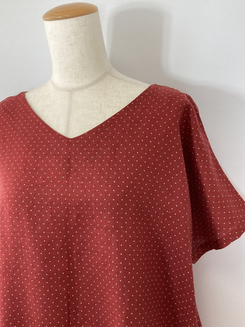 リネン100％　ゆるVネック　両サイドシームポケット 94cm丈  大きめサイズ ワンピース　フリーサイズ