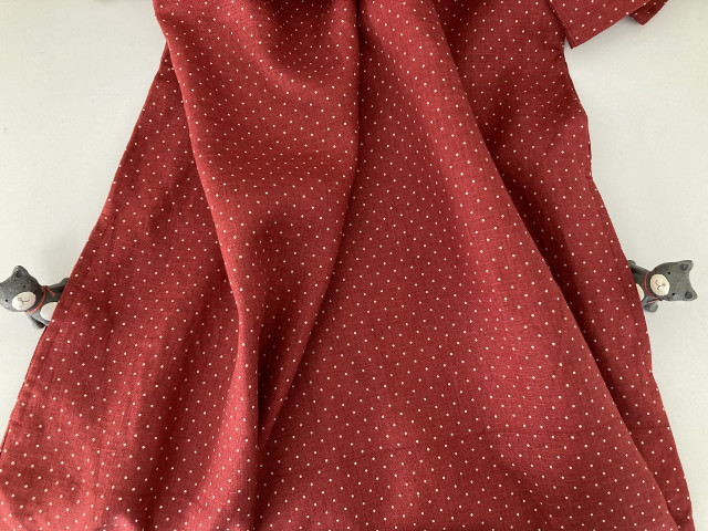 リネン100％　ゆるVネック　両サイドシームポケット 94cm丈  大きめサイズ ワンピース　フリーサイズ