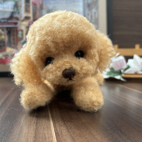 おとママ羊毛フェルト アプリコットトイプードル 茶色のお鼻 T-130