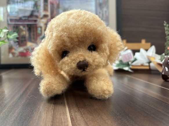 おとママ羊毛フェルト アプリコットトイプードル 茶色のお鼻 T-130