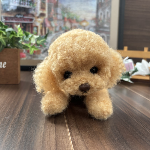 おとママ羊毛フェルト アプリコットトイプードル 茶色のお鼻 T-130