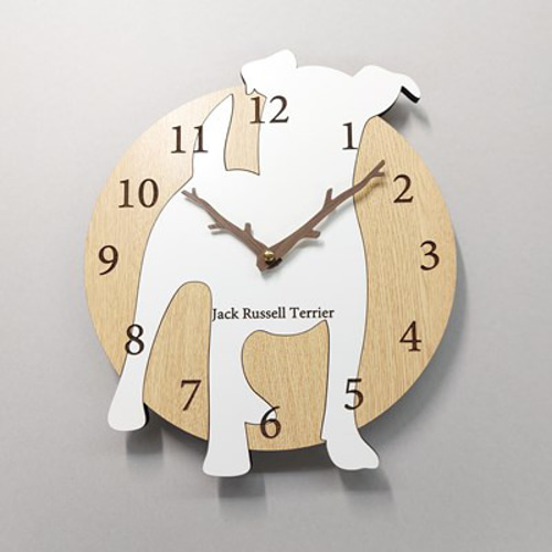 木とワンちゃん　はみ出しワンちゃん　壁掛け時計　2点セット 期間限定値下げ3000円引【名前入れ】ワンちゃん はみ出し壁掛け時計