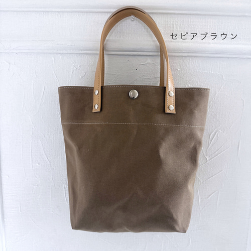 水筒 ペットボトル OK ちょっぴり 縦長 トートバッグ 帆布 ヌメ革