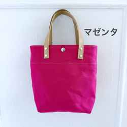 水筒 ペットボトル OK ちょっぴり 縦長 トートバッグ 帆布 ヌメ革 9枚目の画像