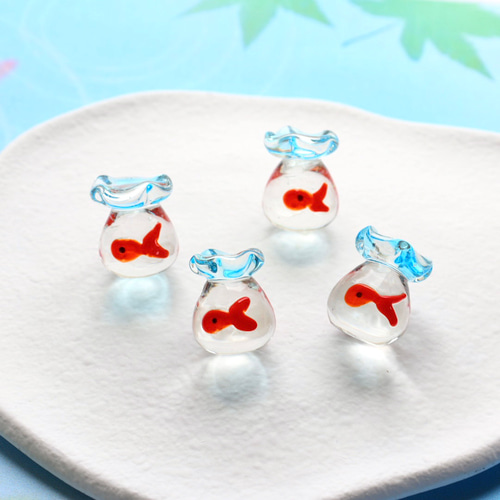 新作☆金魚すくい 金魚 夏祭り 袋に入ってる金魚 ガラス細工 チャーム